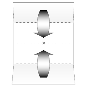 Bilde av A4-papir med brett som møtes på midten.