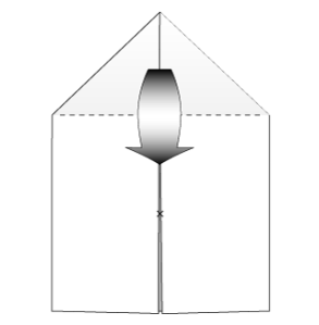 A4-ark ca. midtveis i en Fern-brett, klar til å brette ned trekanten.
